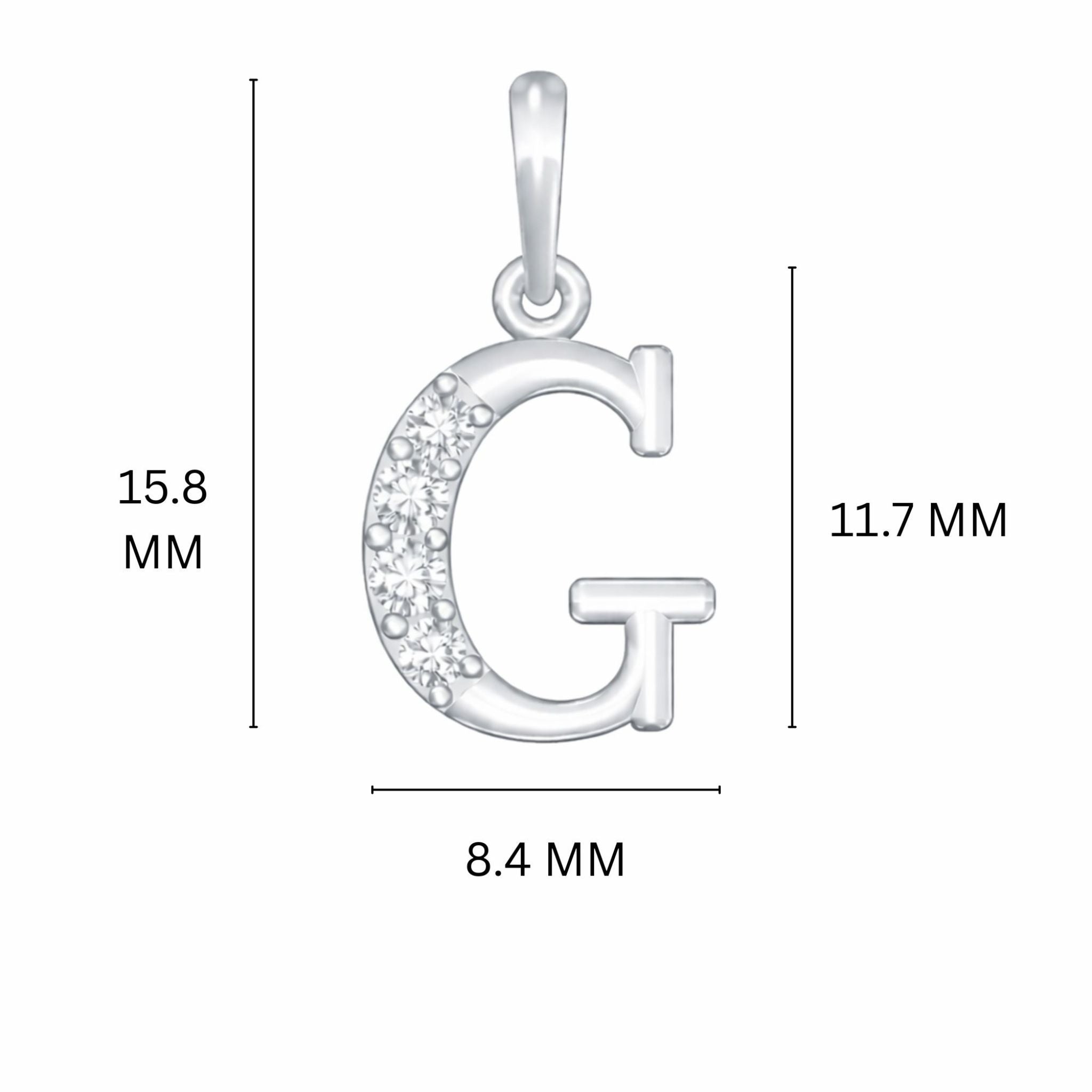925 Sterling Silver Initial G Necklace With Cubic Zirconia