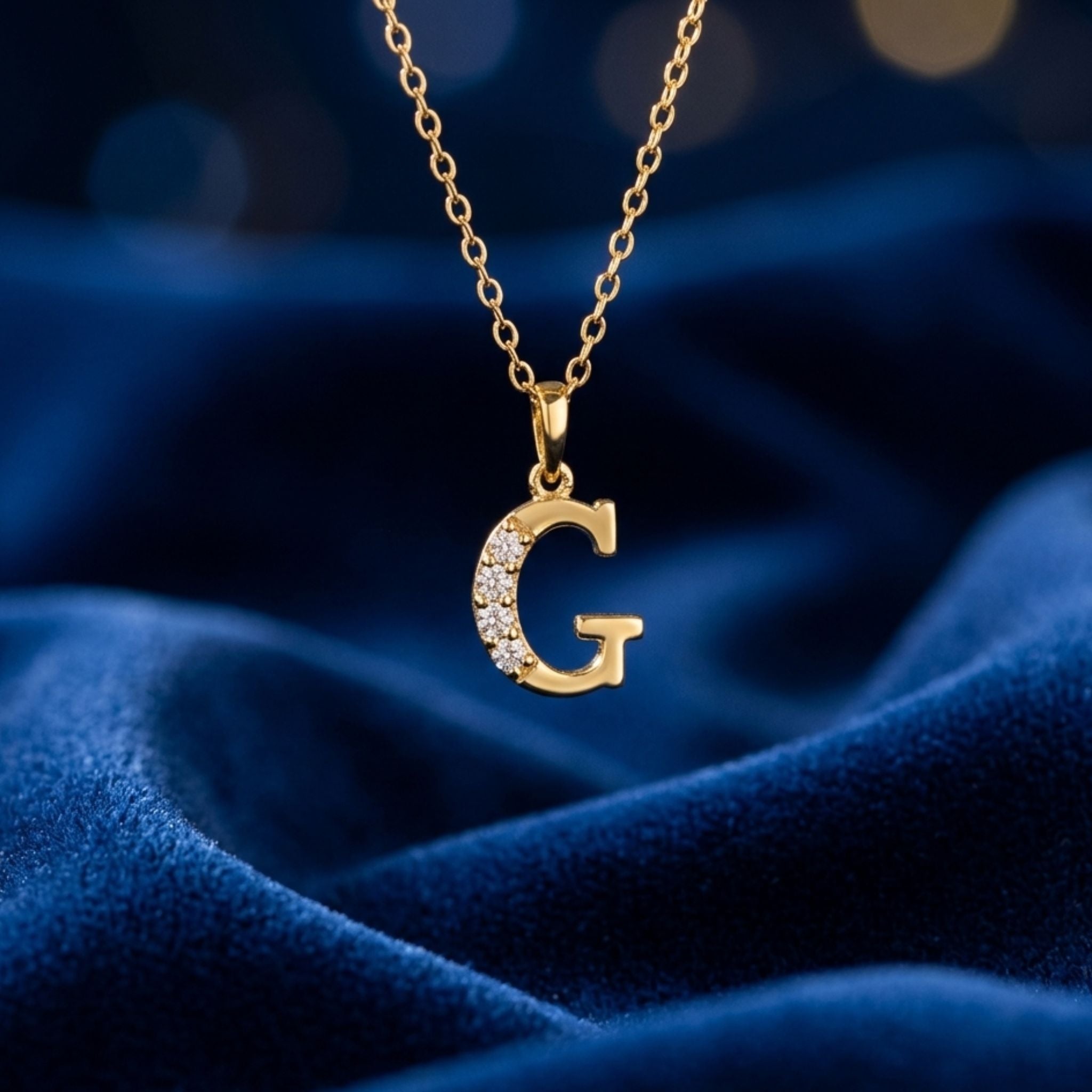 925 Sterling Silver Initial G Necklace With Cubic Zirconia