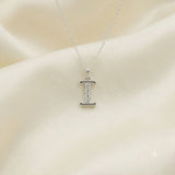 925 Sterling Silver Initial I Necklace With Cubic Zirconia