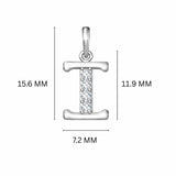 925 Sterling Silver Initial I Necklace With Cubic Zirconia