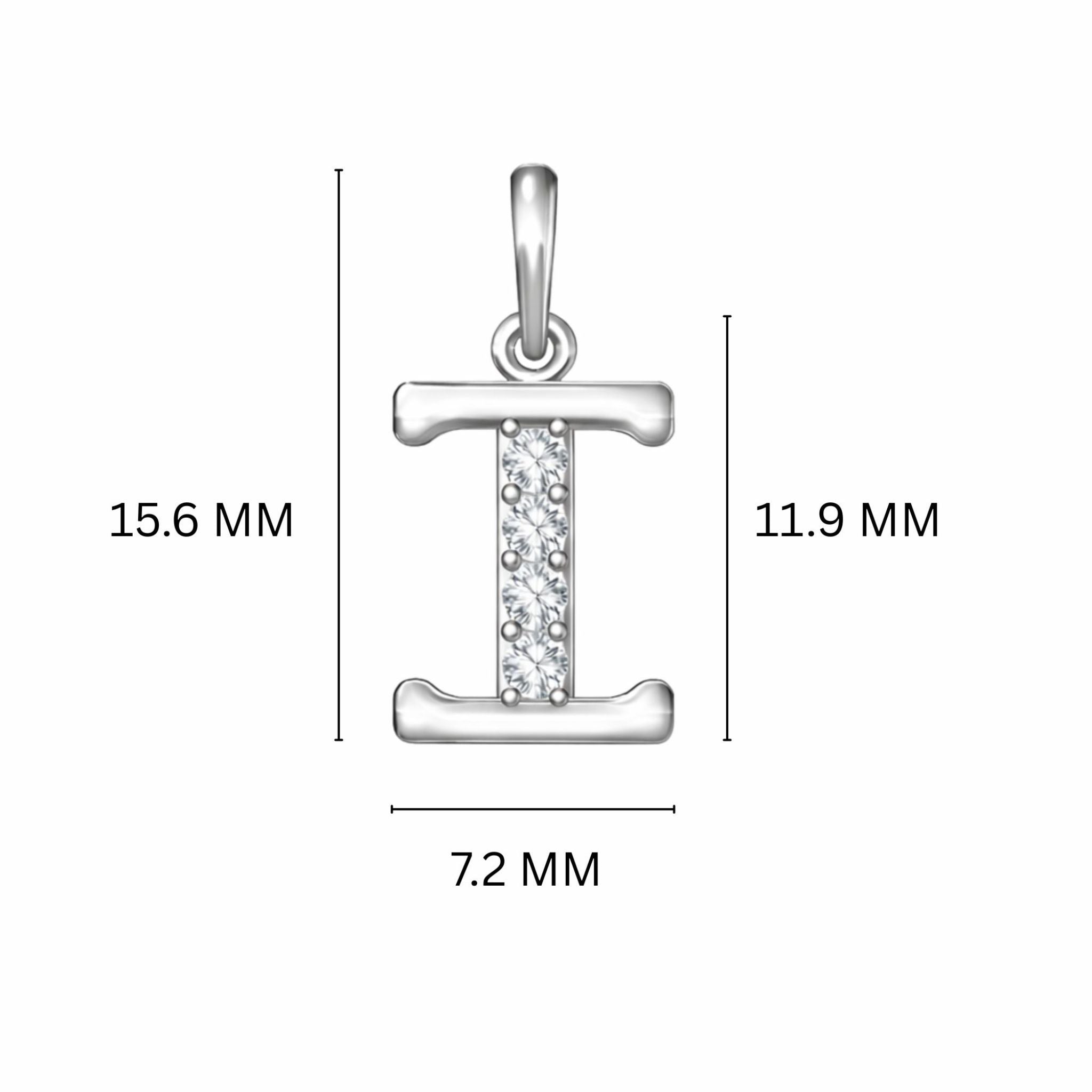 925 Sterling Silver Initial I Necklace With Cubic Zirconia