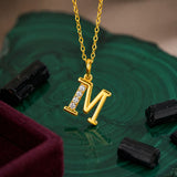 925 Sterling Silver Initial M Necklace With Cubic Zirconia