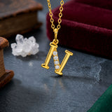925 Sterling Silver Initial N Necklace With Cubic Zirconia