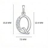 925 Sterling Silver Initial Q Necklace With cubic Zirconia