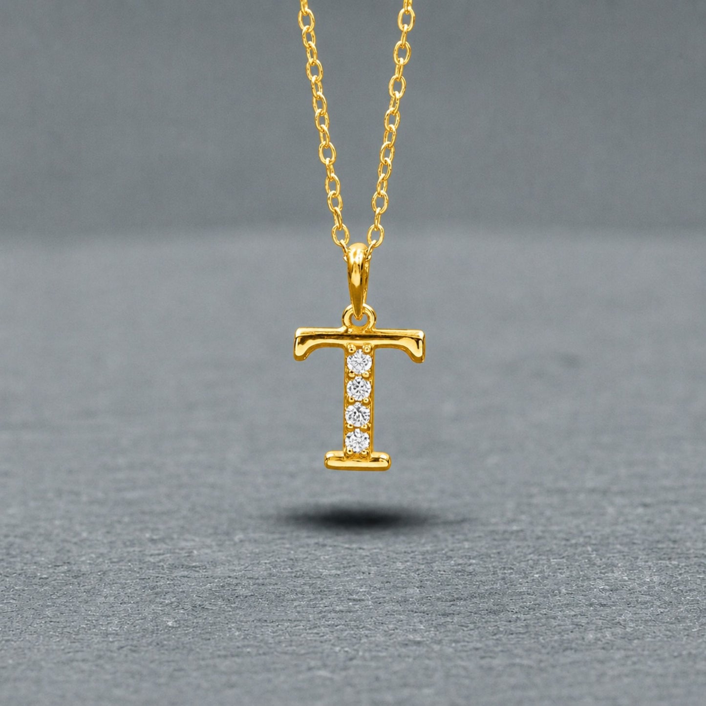 925 Sterling Silver Initial T Necklace With Cubic Zirconia
