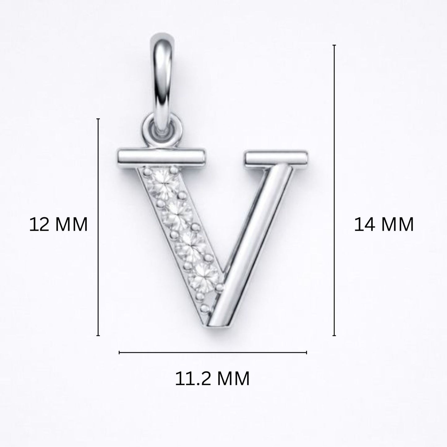 925 Sterling Silver Initial V Necklace With Cubic Zirconia