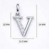 925 Sterling Silver Initial V Necklace With Cubic Zirconia