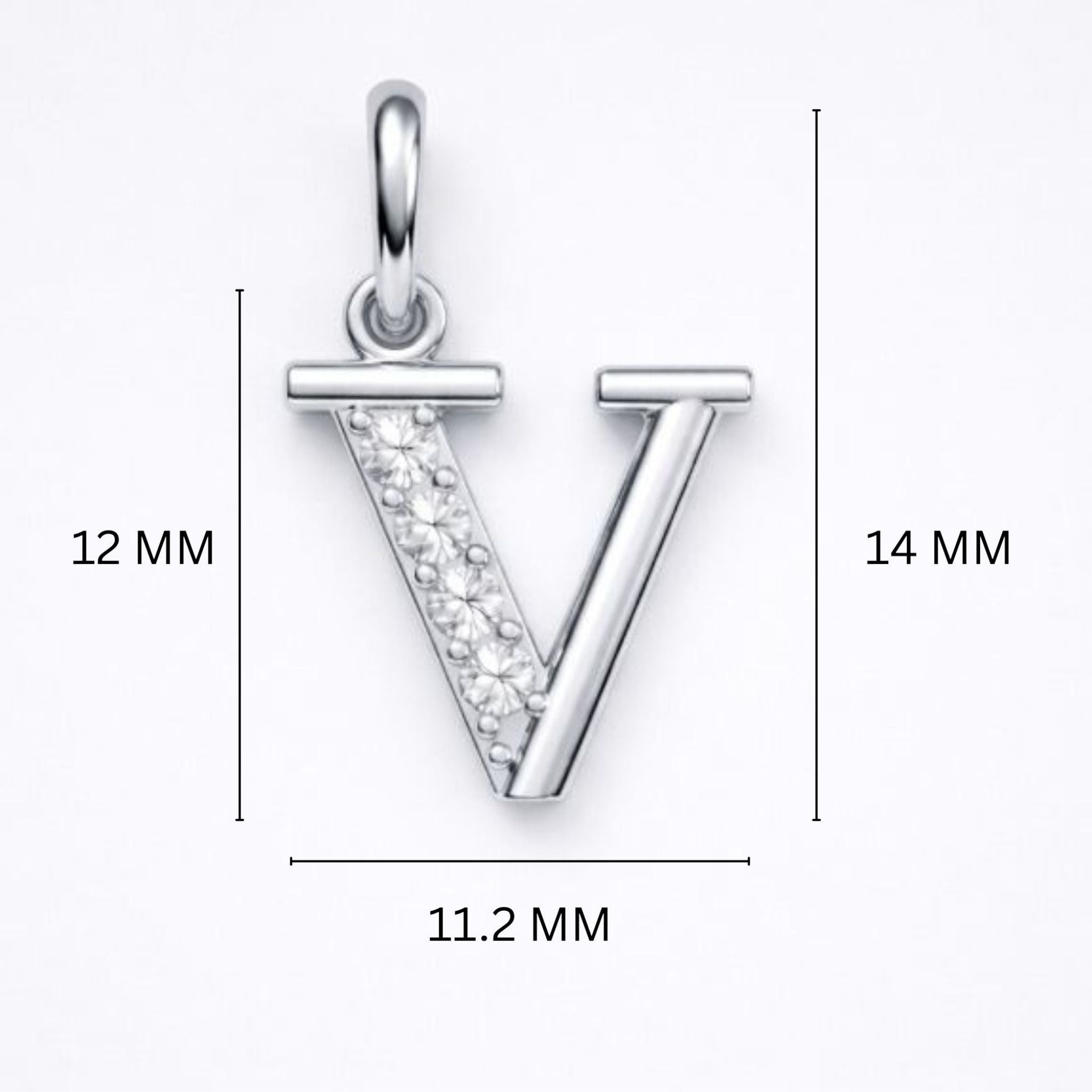 925 Sterling Silver Initial V Necklace With Cubic Zirconia