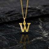 925 Sterling Silver Initial W Necklace With Cubic Zirconia