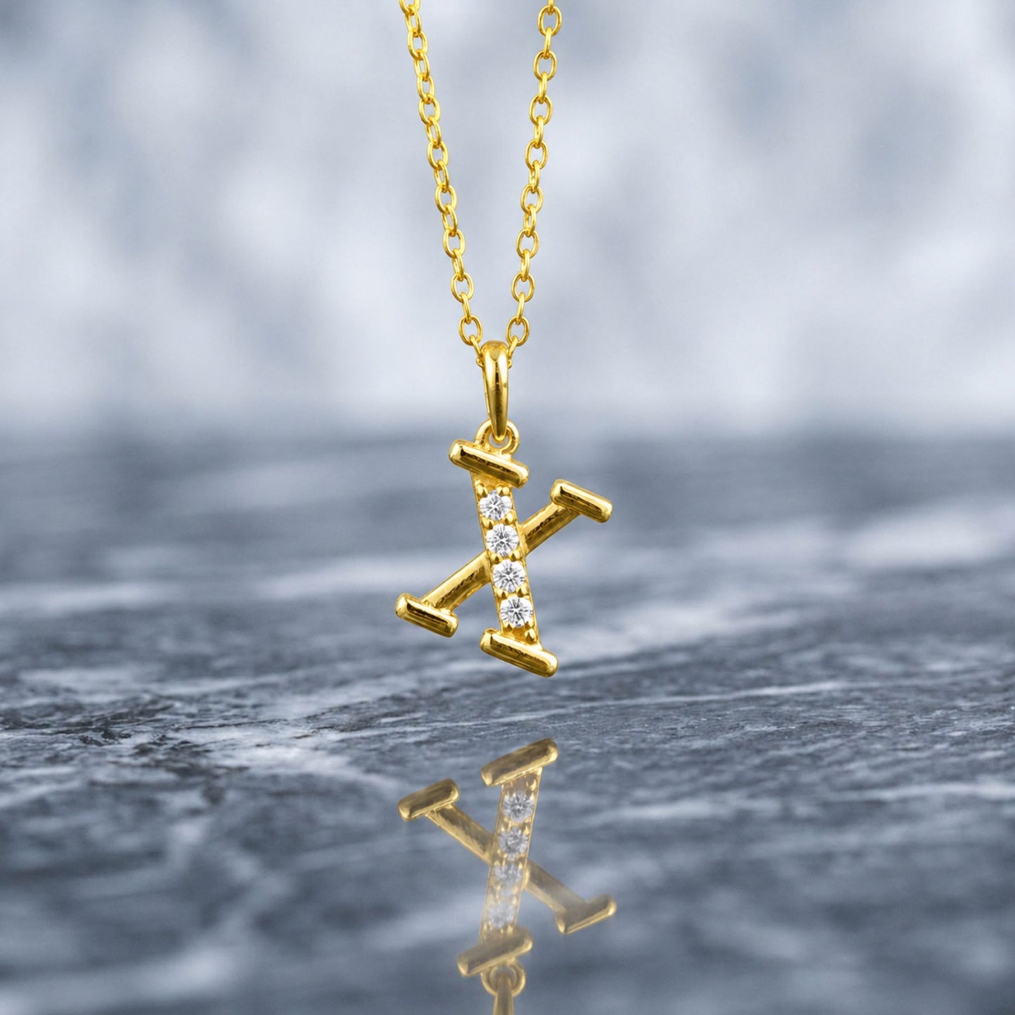 925 Sterling Silver Initial X Necklace With Cubic Zirconia