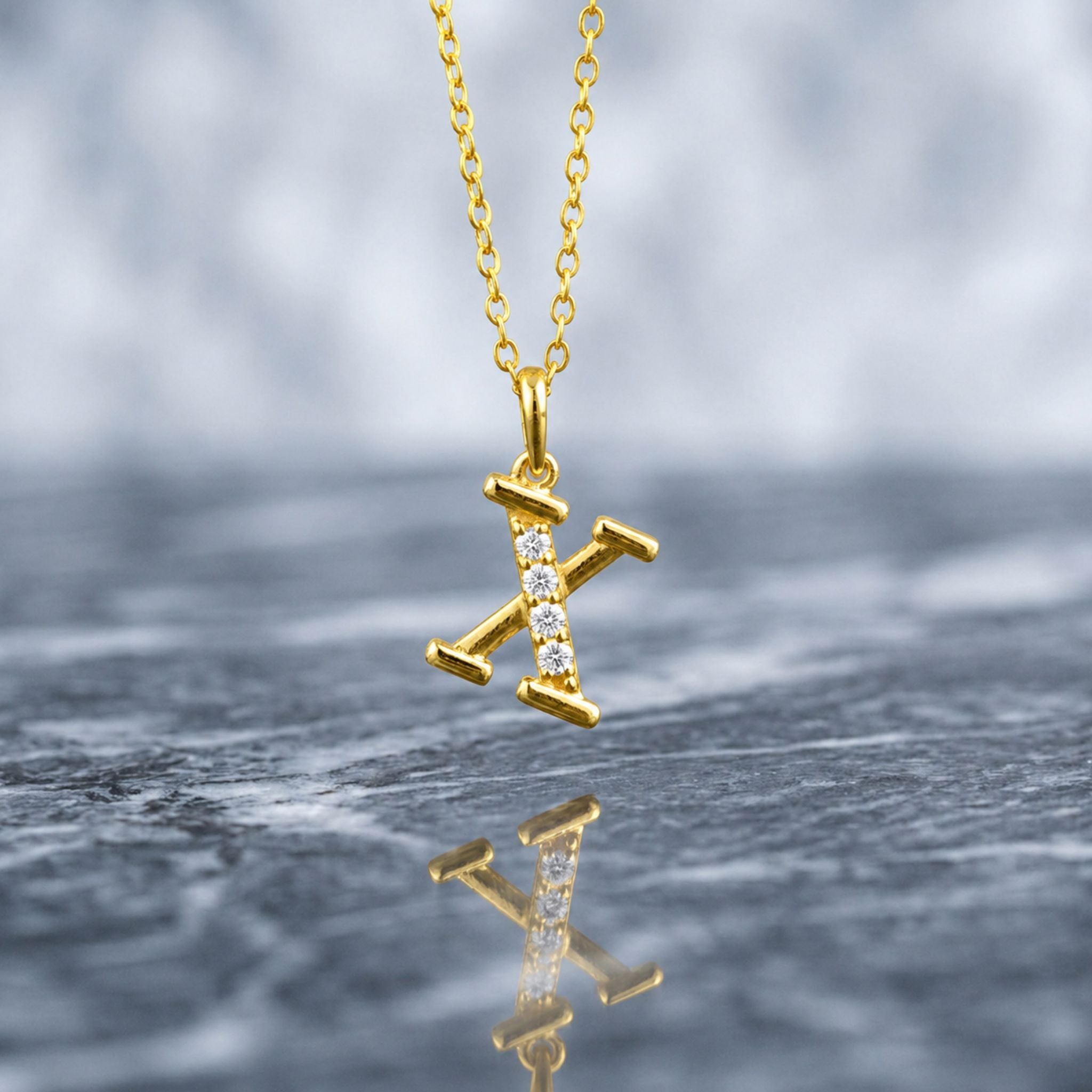 925 Sterling Silver Initial X Necklace With Cubic Zirconia