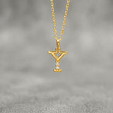 925 Sterling Silver Initial Y Necklace With Cubic Zirconia