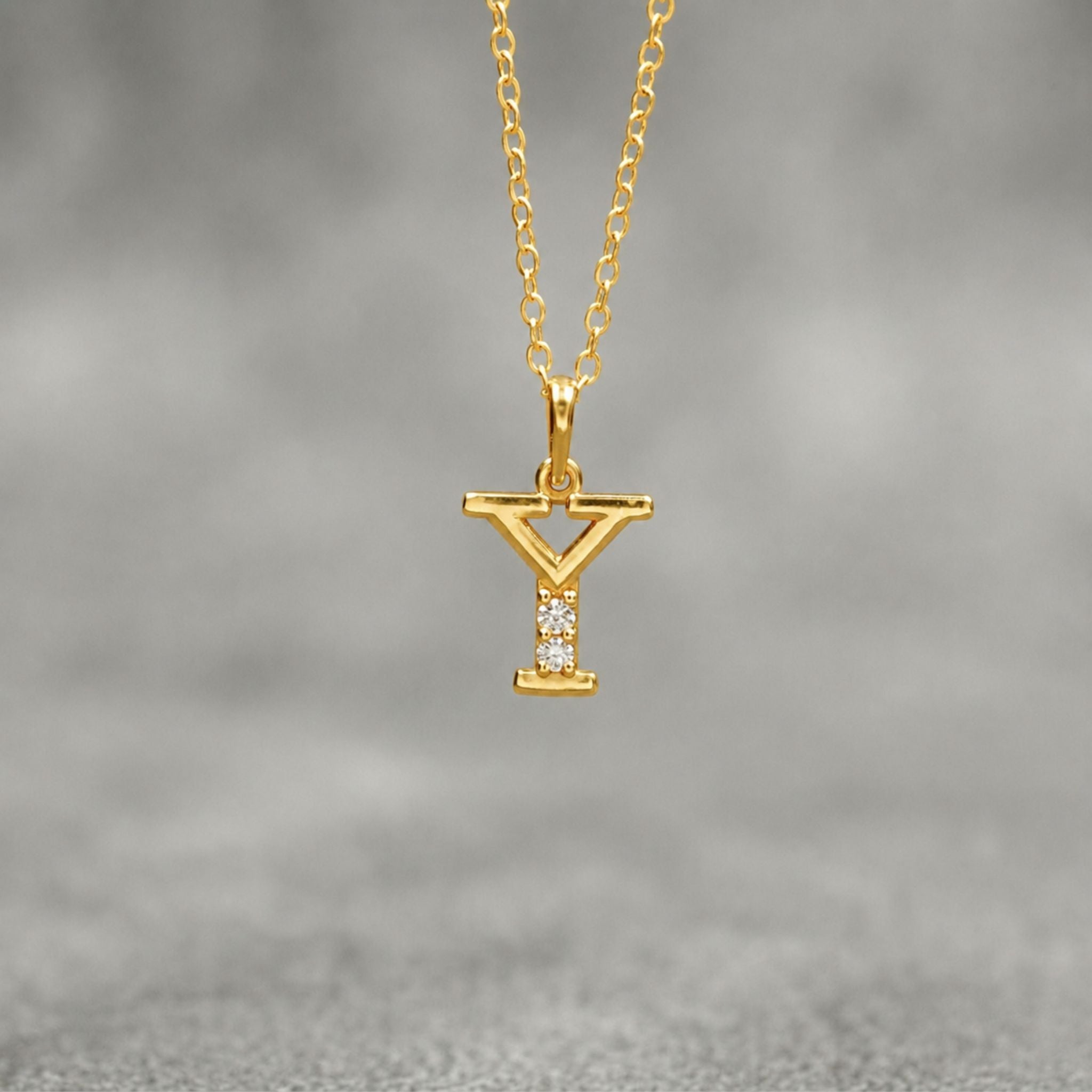 925 Sterling Silver Initial Y Necklace With Cubic Zirconia