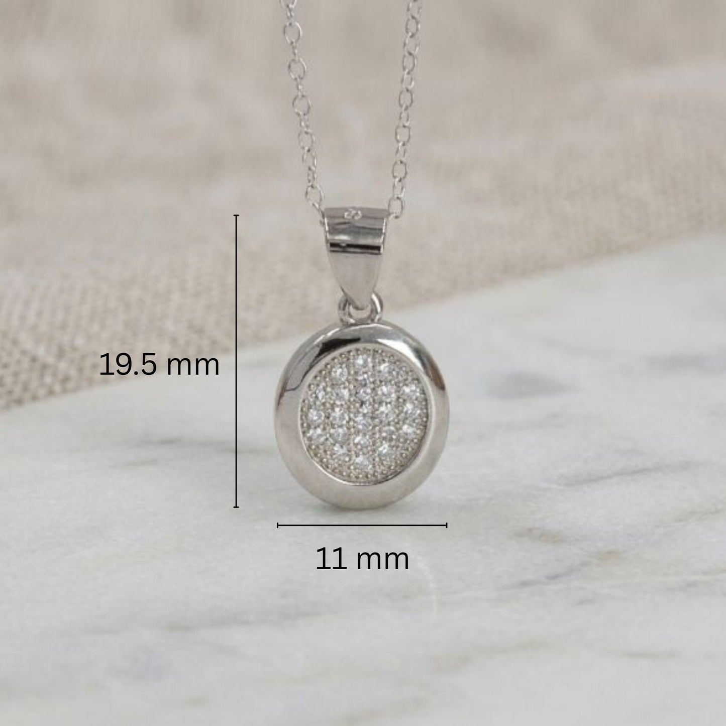 925 Sterling Silver Oval CZ Pendant Set with Chain