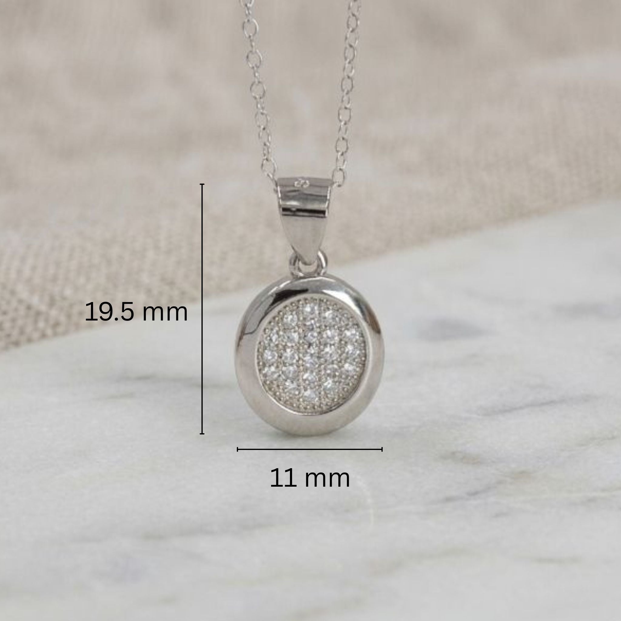 925 Sterling Silver Oval CZ Pendant Set with Chain