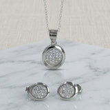 925 Sterling Silver Oval CZ Pendant Set with Chain