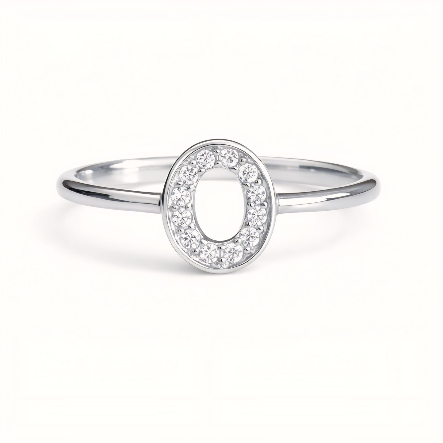925 Sterling Silver Oval Ring With Cubic Zirconia
