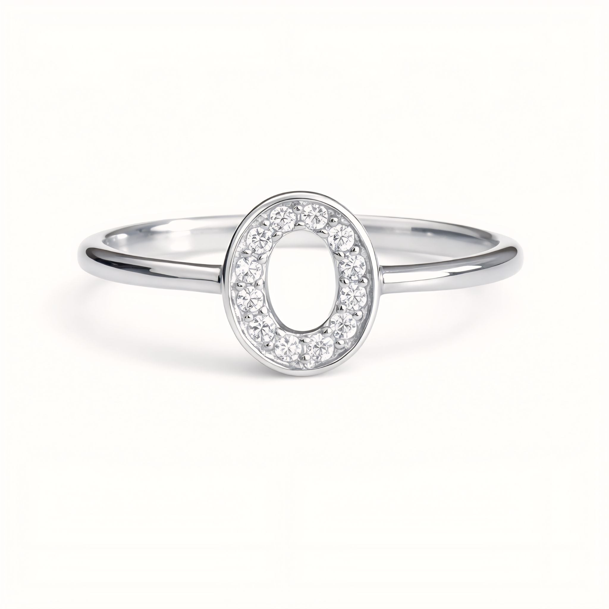 925 Sterling Silver Oval Ring With Cubic Zirconia