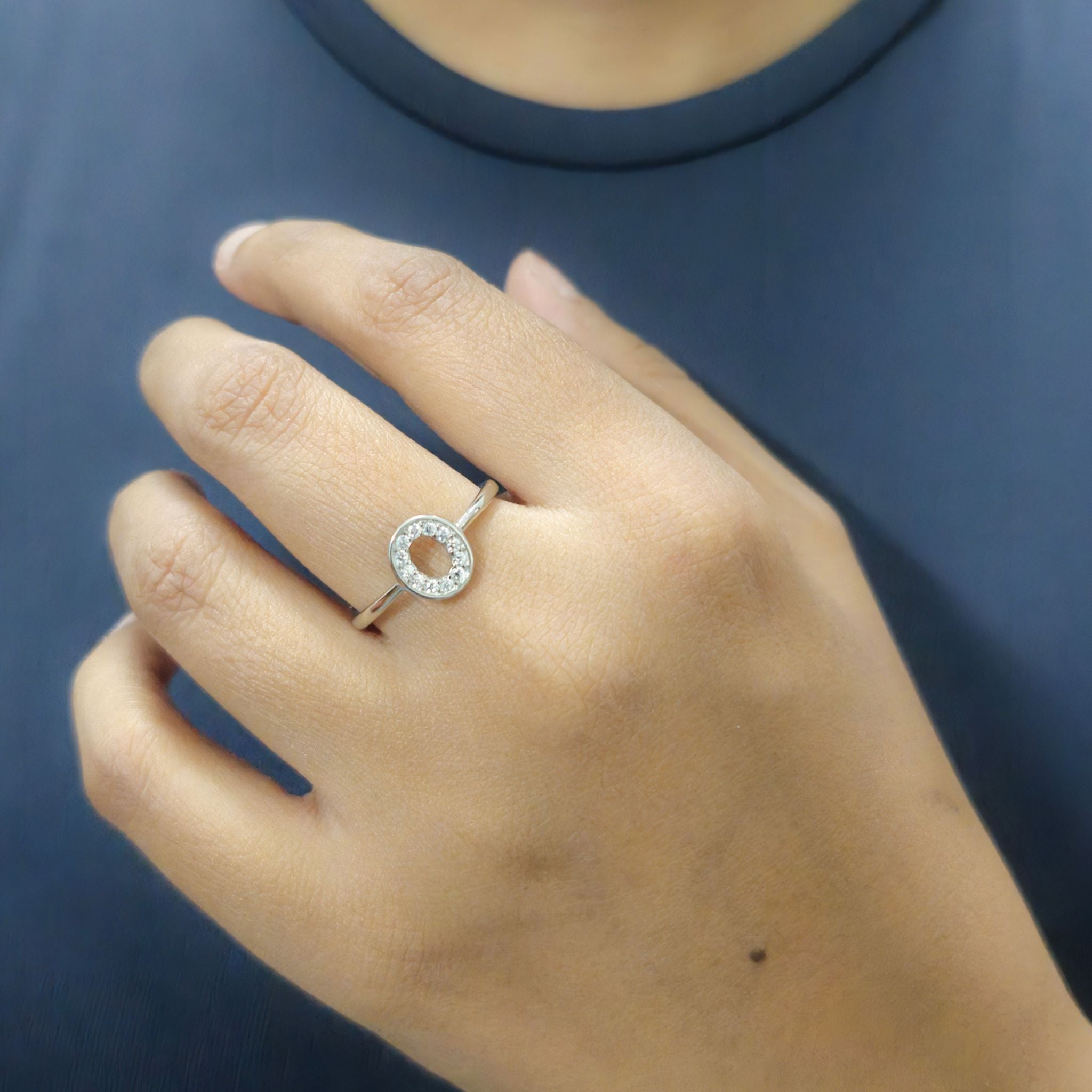 925 Sterling Silver Oval Ring With Cubic Zirconia