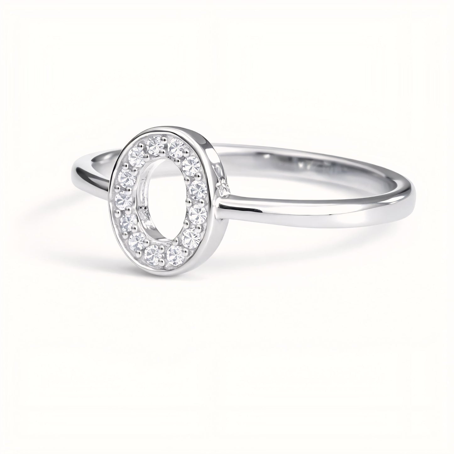 925 Sterling Silver Oval Ring With Cubic Zirconia