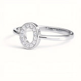 925 Sterling Silver Oval Ring With Cubic Zirconia