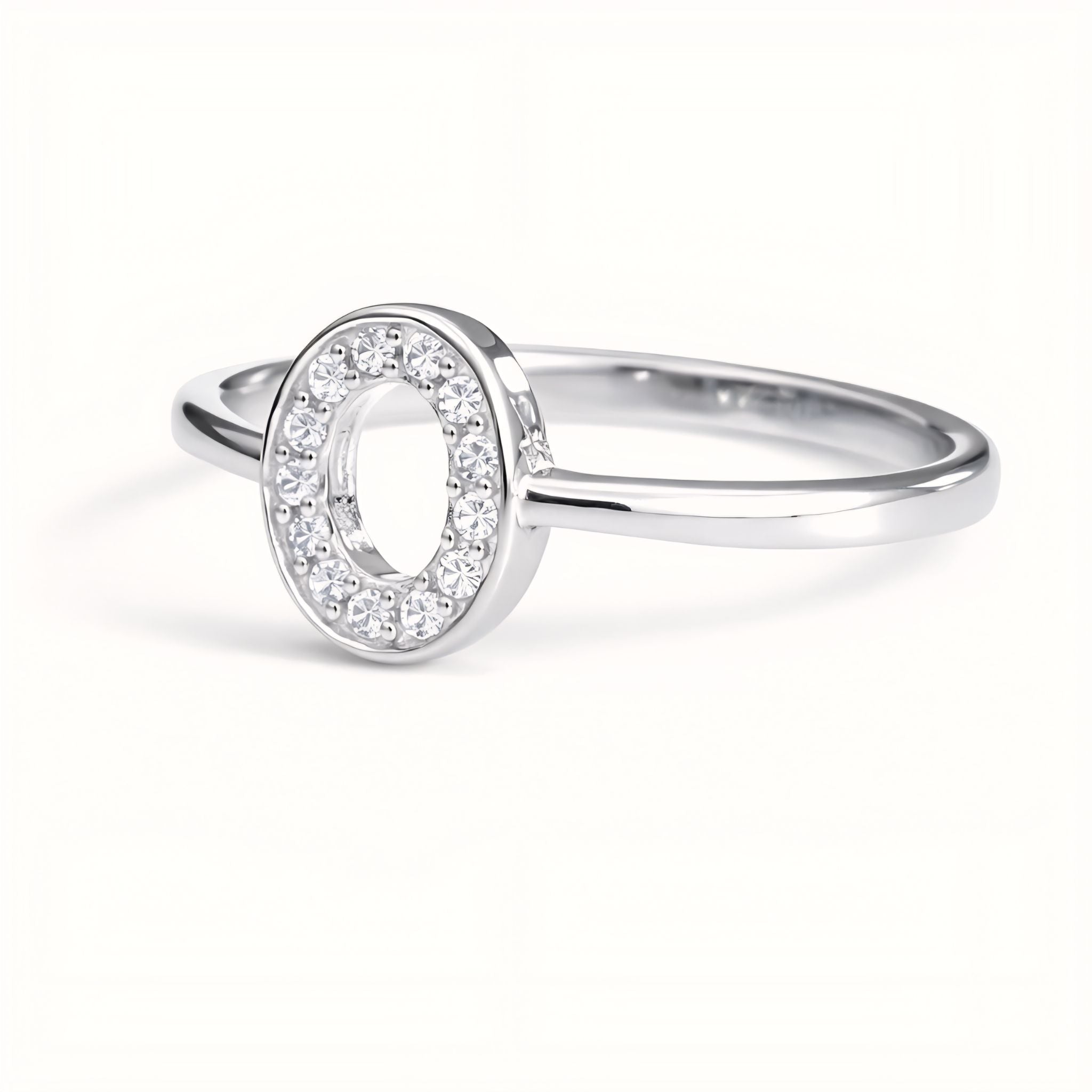 925 Sterling Silver Oval Ring With Cubic Zirconia