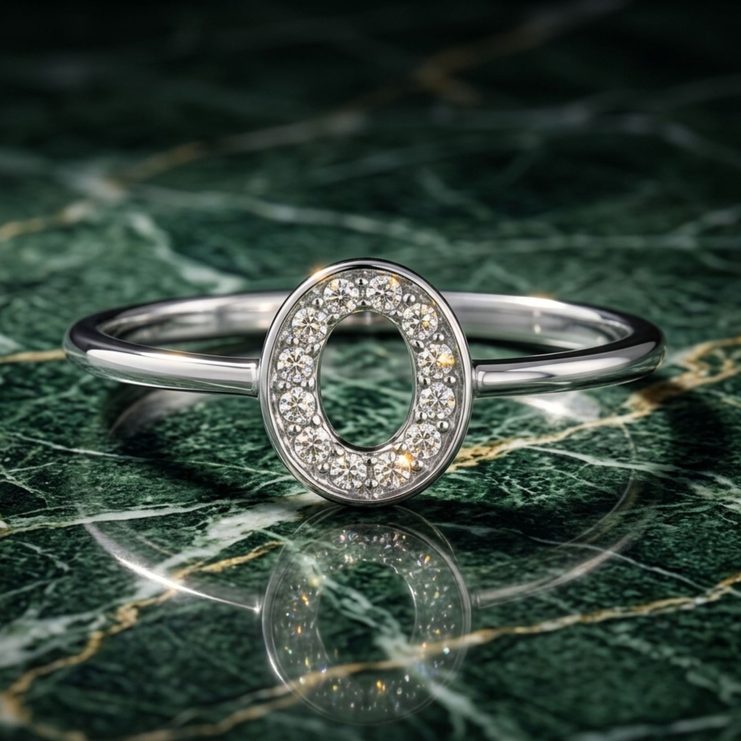 925 Sterling Silver Oval Ring With Cubic Zirconia
