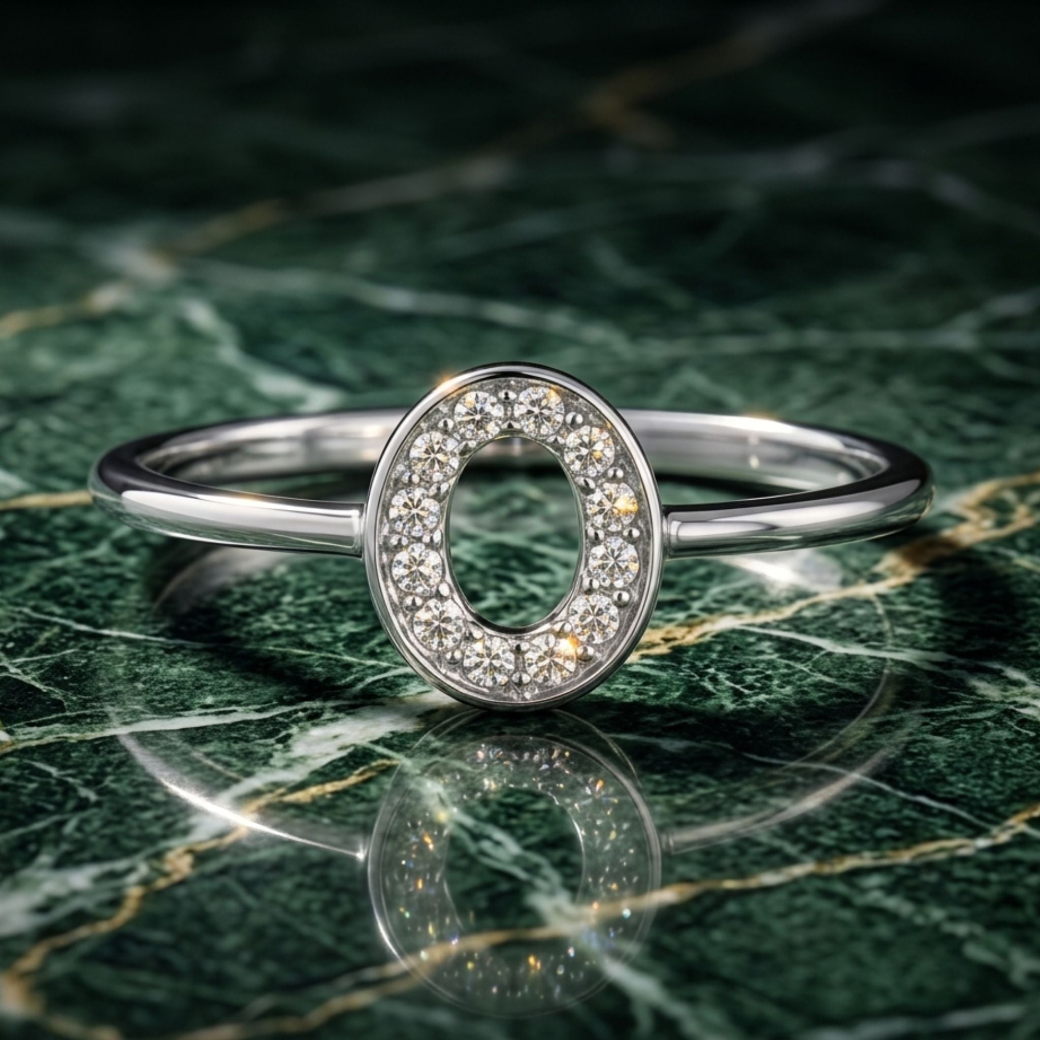 925 Sterling Silver Oval Ring With Cubic Zirconia