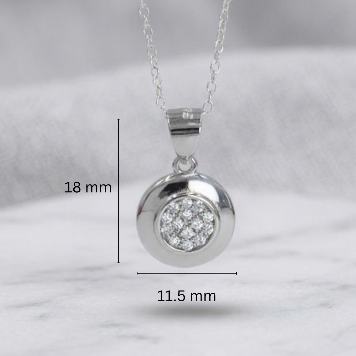 925 Sterling Silver Round CZ Pendant Set with Chain