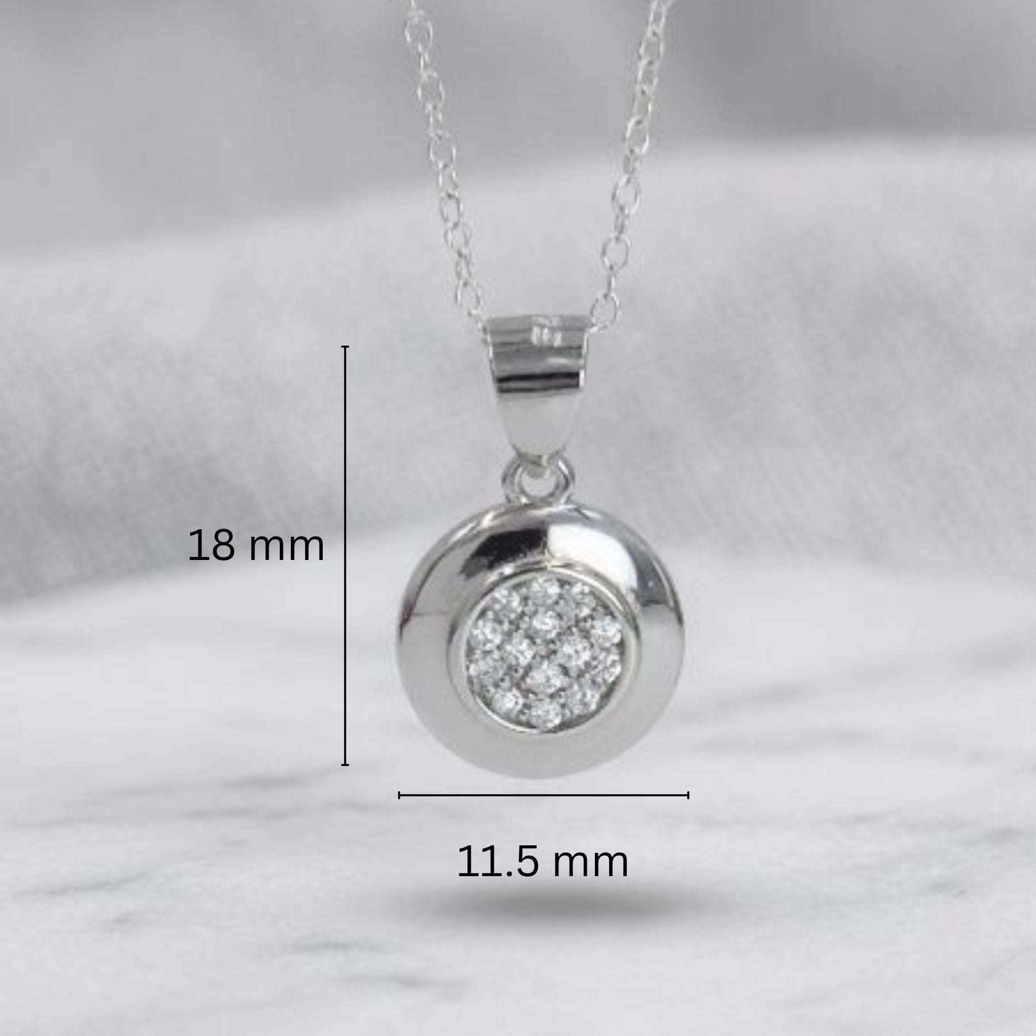 925 Sterling Silver Round CZ Pendant Set with Chain