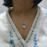 925 Sterling Silver Round CZ Pendant Set with Chain