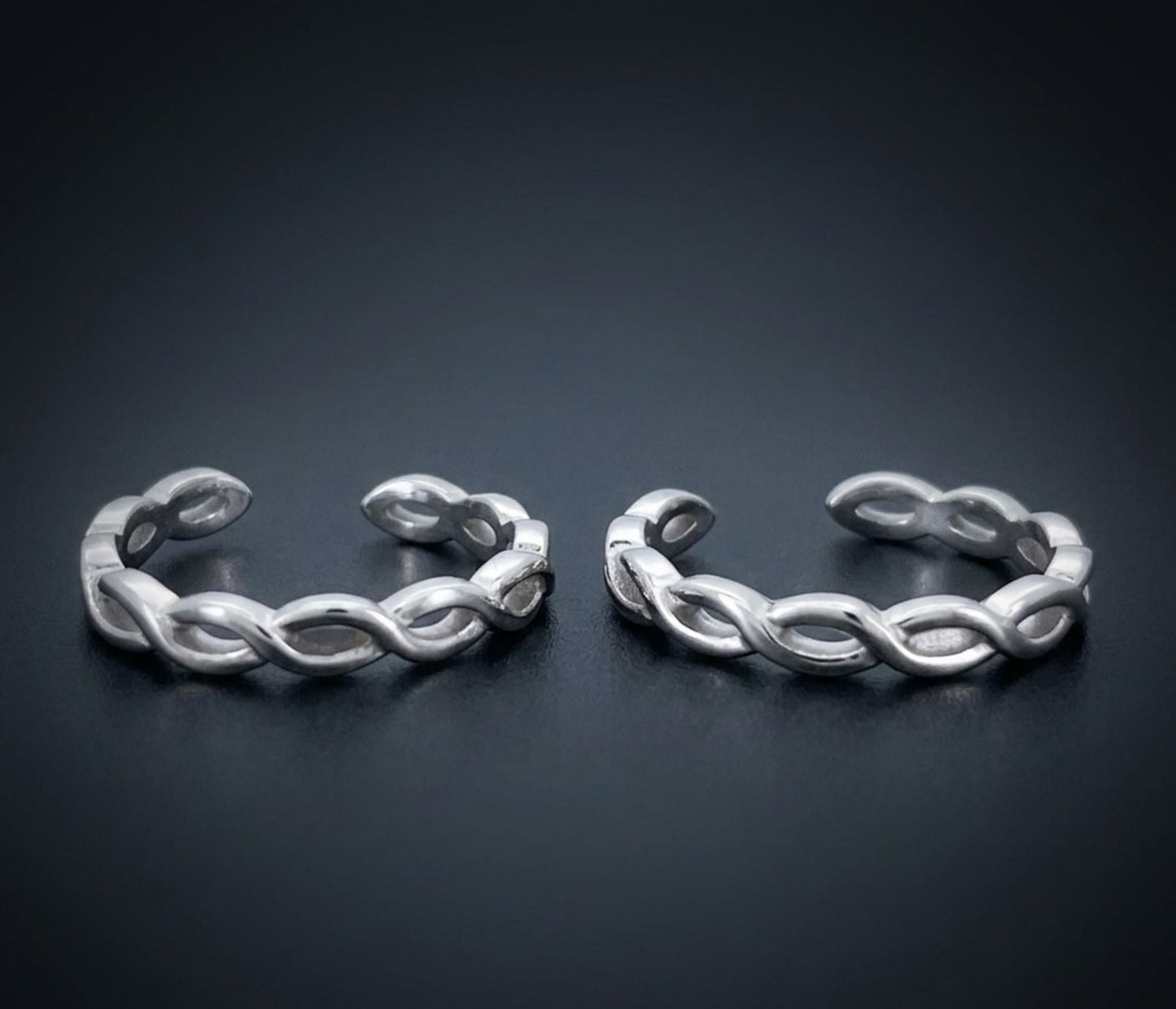 925 Sterling Silver Ribbed Toe Rings
