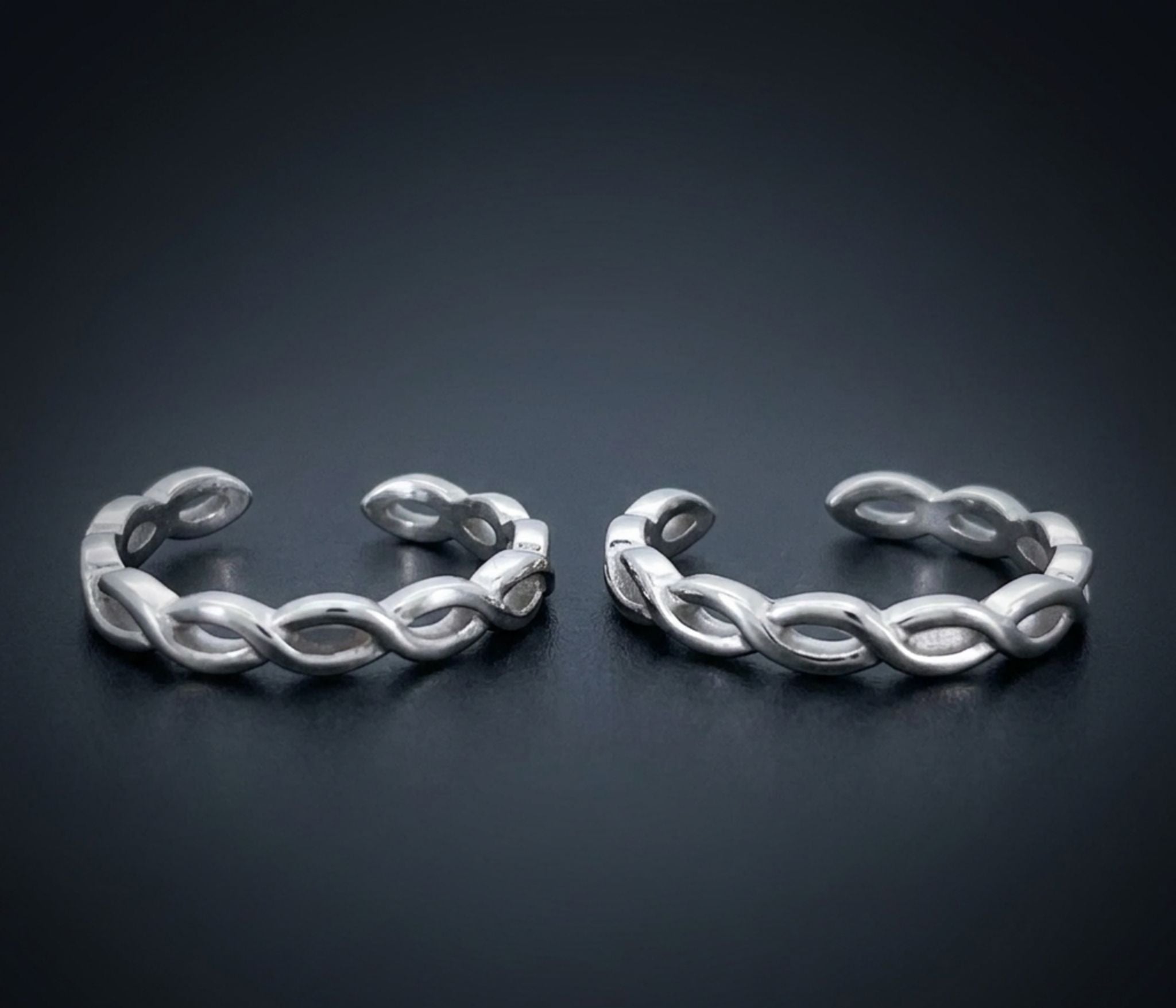 925 Sterling Silver Ribbed Toe Rings