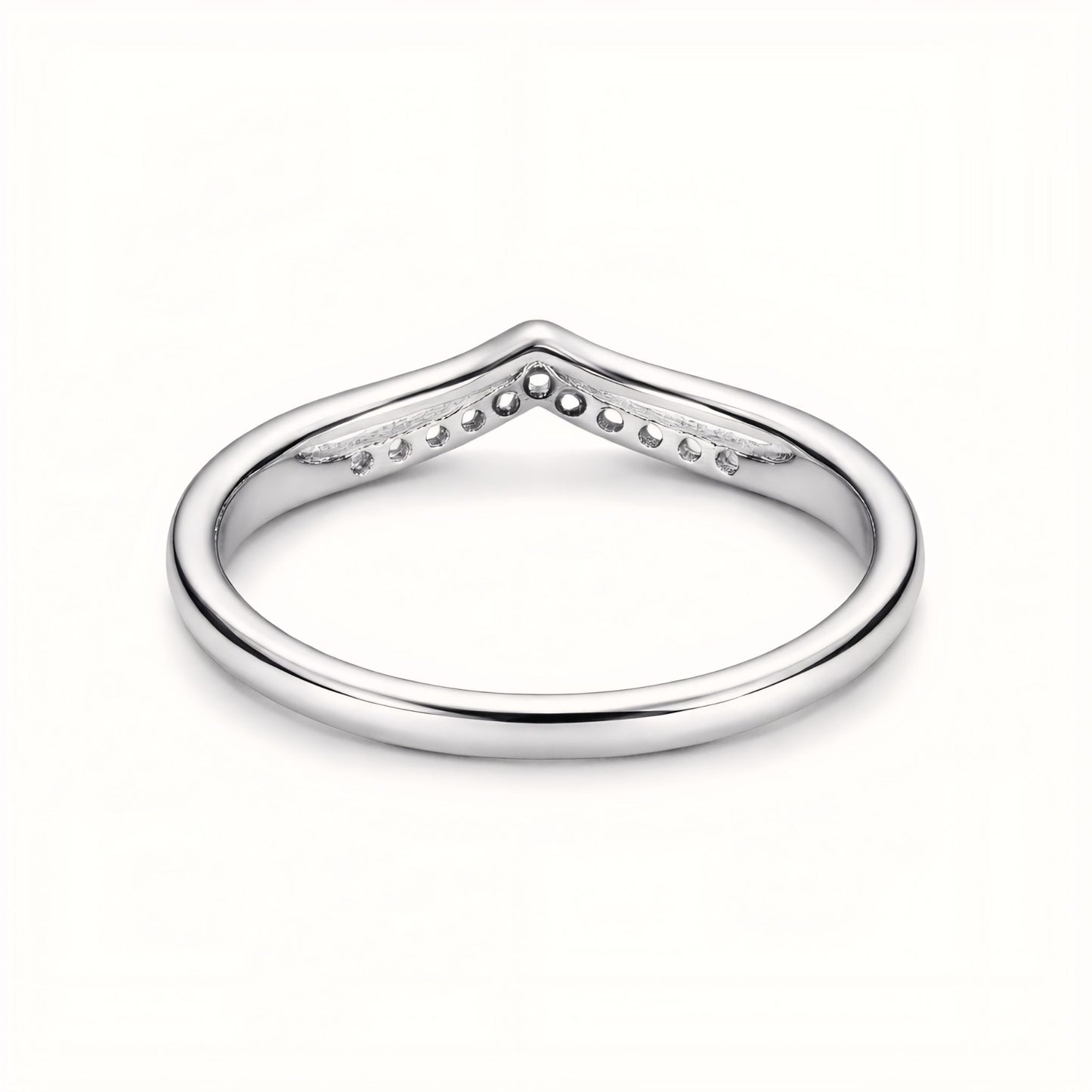 925 Sterling Silver Wishbone Ring With Cubic Zirconia