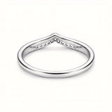 925 Sterling Silver Wishbone Ring With Cubic Zirconia