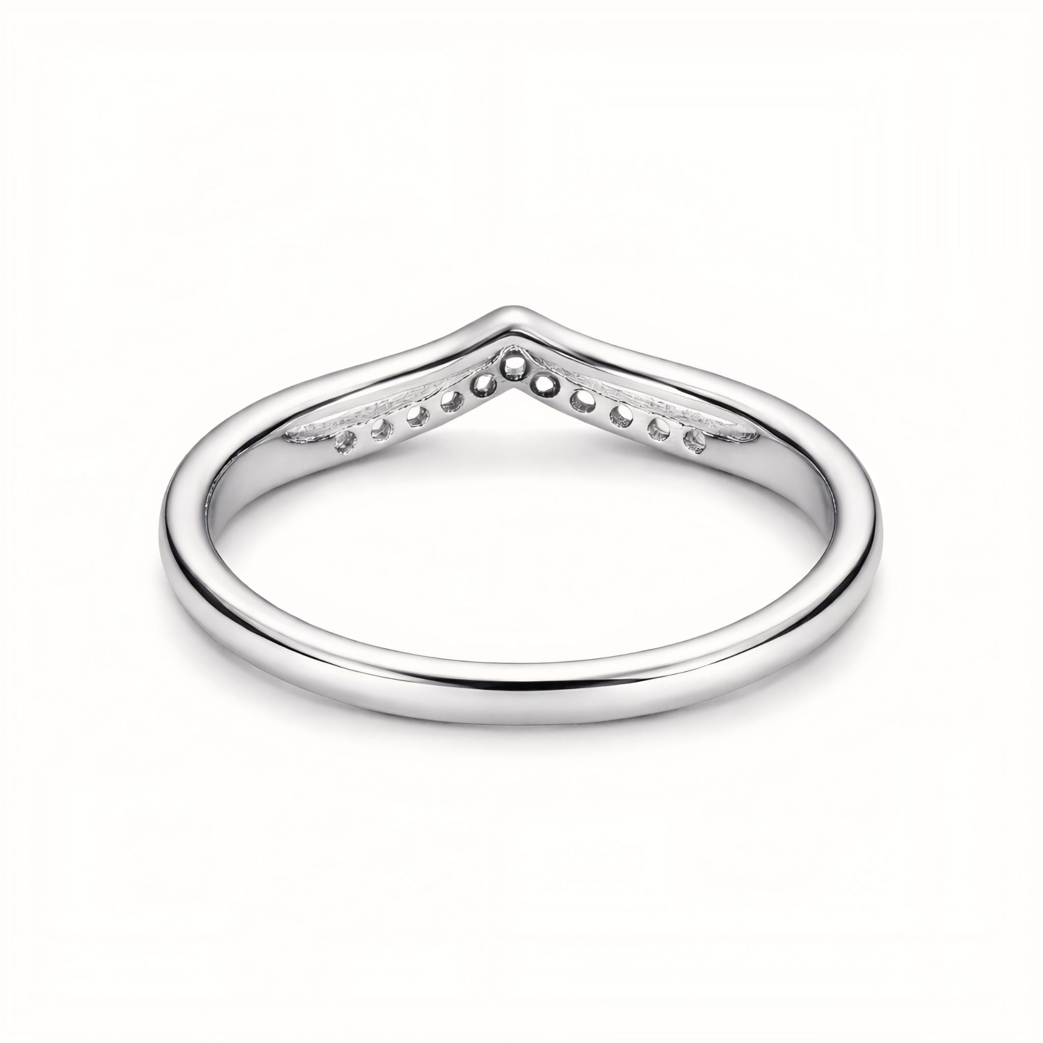 925 Sterling Silver Wishbone Ring With Cubic Zirconia