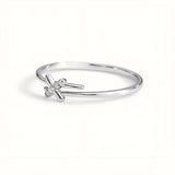 925 Sterling Silver X Ring With Cubic Zirconia