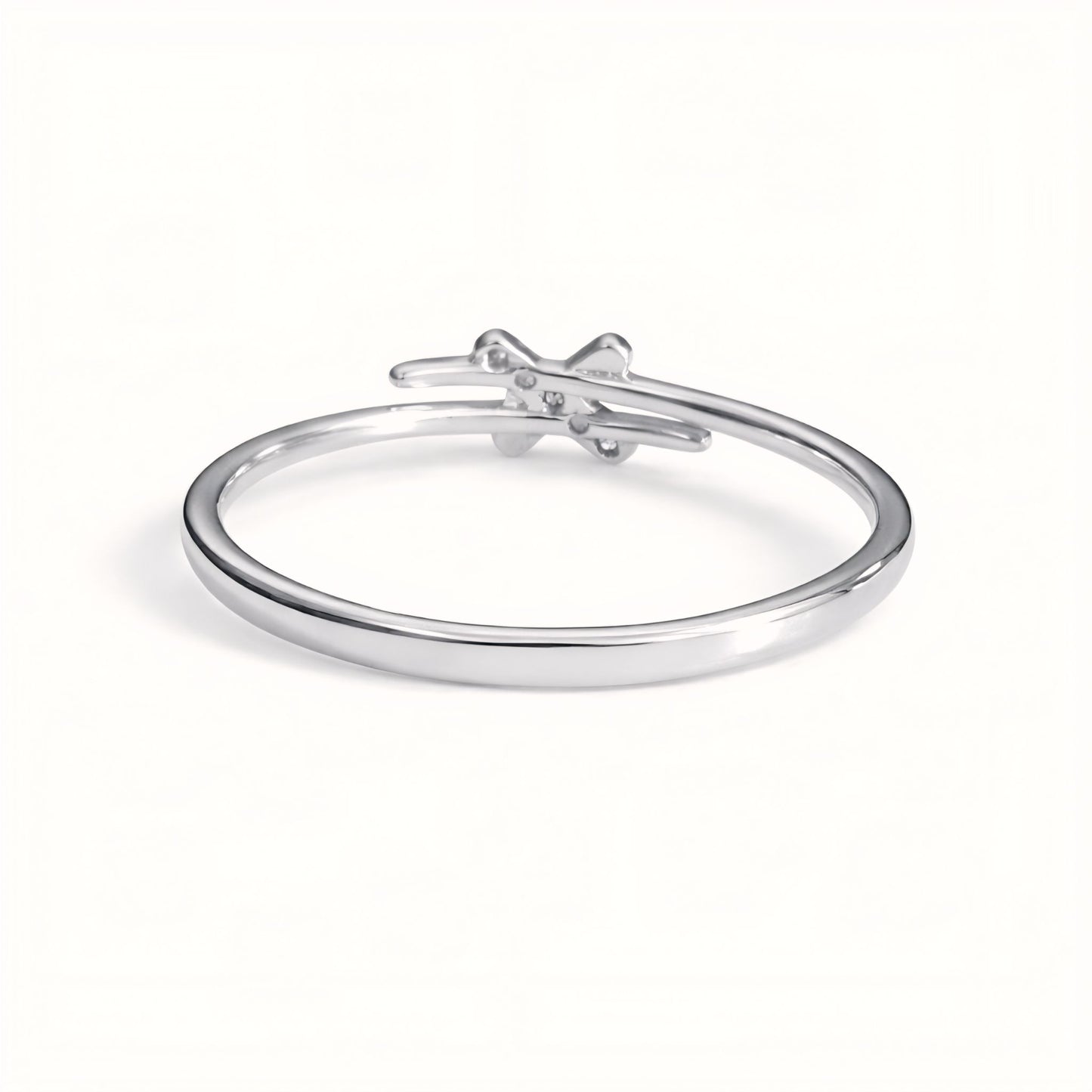 925 Sterling Silver X Ring With Cubic Zirconia