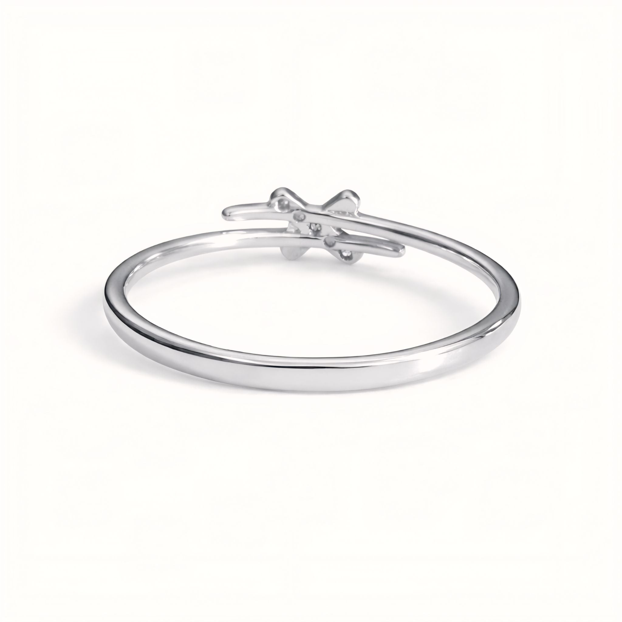 925 Sterling Silver X Ring With Cubic Zirconia