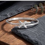 925 Sterling Silver X Ring With Cubic Zirconia