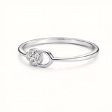 925 Sterling Silver Asymmetric Floral Ring with Cubic Zirconia