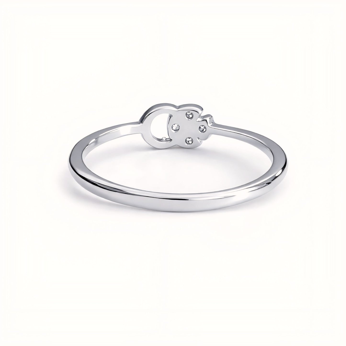 925 Sterling Silver Asymmetric Floral Ring with Cubic Zirconia
