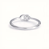 925 Sterling Silver Asymmetric Floral Ring with Cubic Zirconia