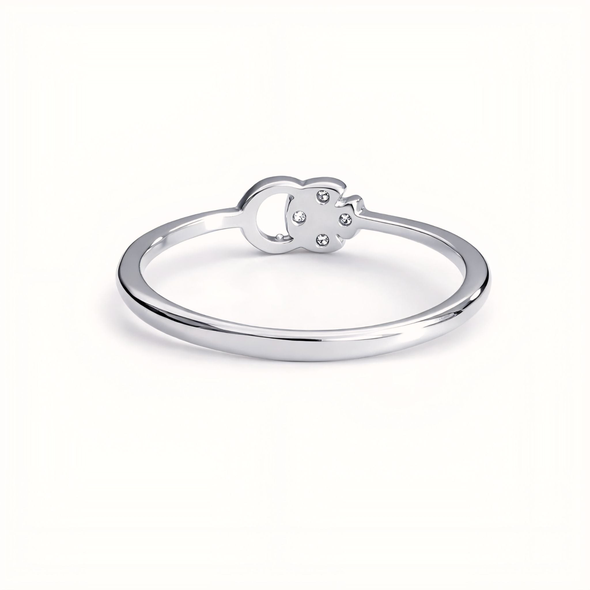 925 Sterling Silver Asymmetric Floral Ring with Cubic Zirconia