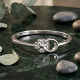 925 Sterling Silver Asymmetric Floral Ring with Cubic Zirconia