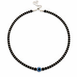 925 sterling silver Black bead evil eye anklet