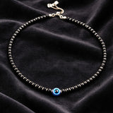 925 sterling silver Black bead evil eye anklet