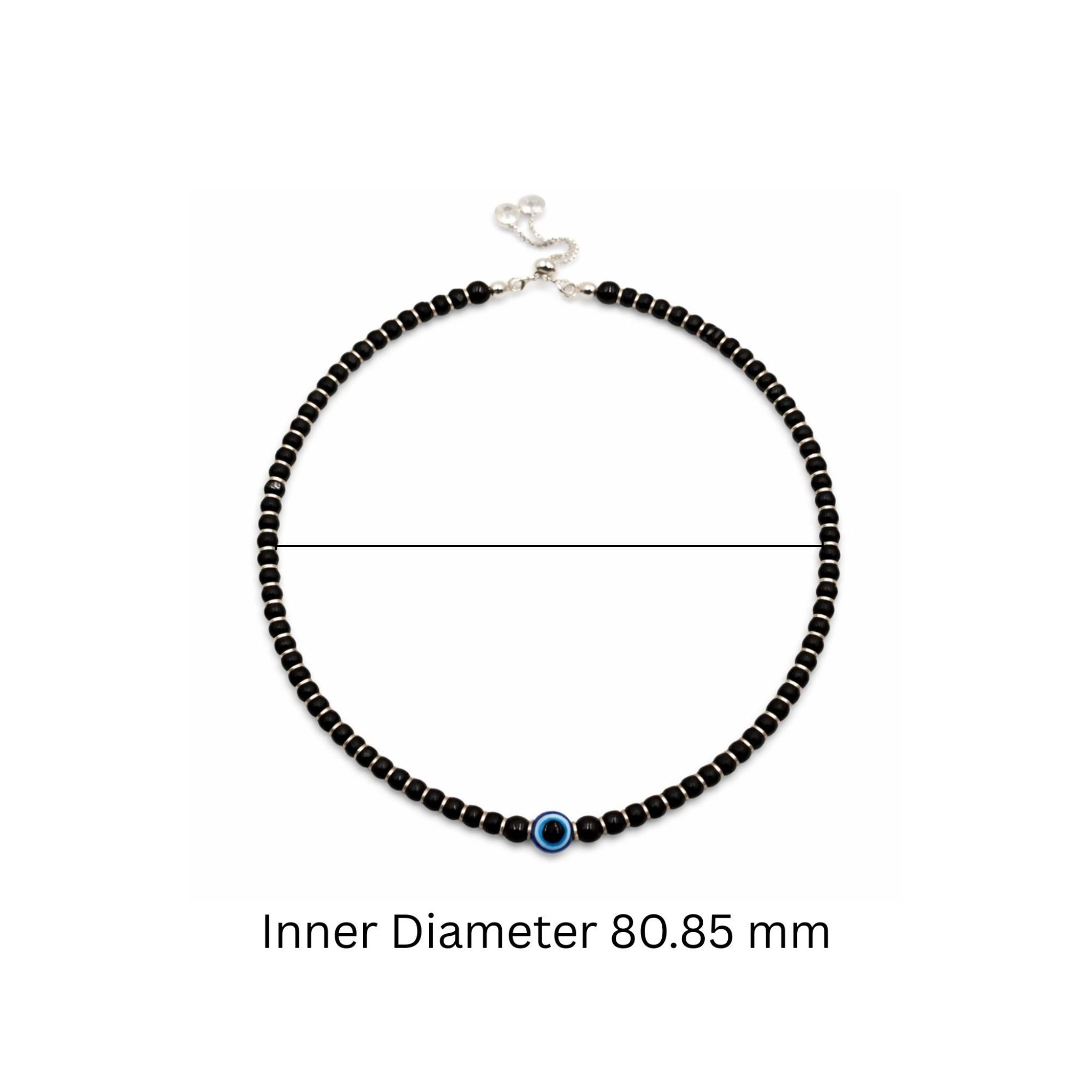 925 sterling silver Black bead evil eye anklet
