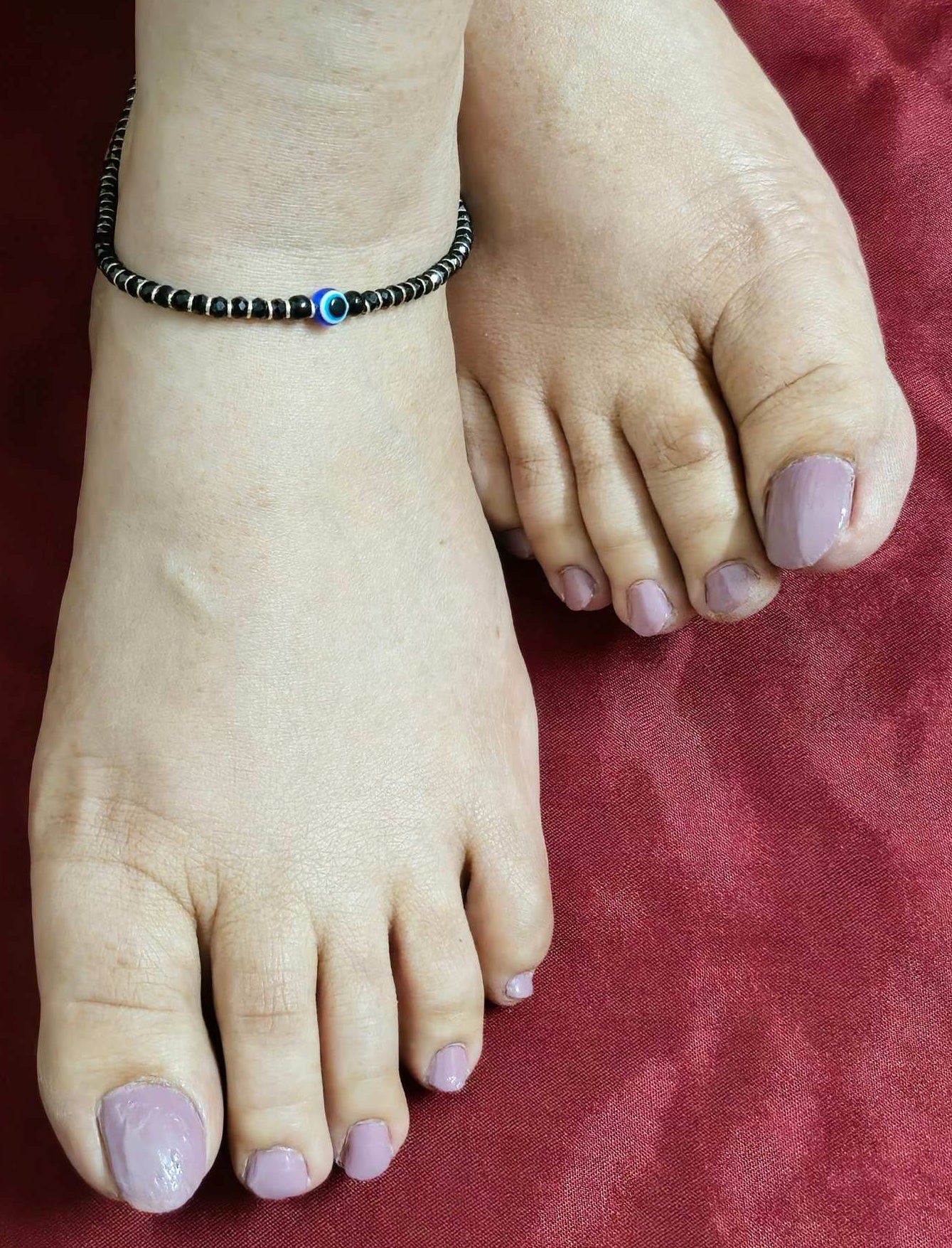925 sterling silver Black bead evil eye anklet