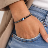 925 Sterling Silver Nazaria Bracelet with Black Beads & Evil Eye Charm